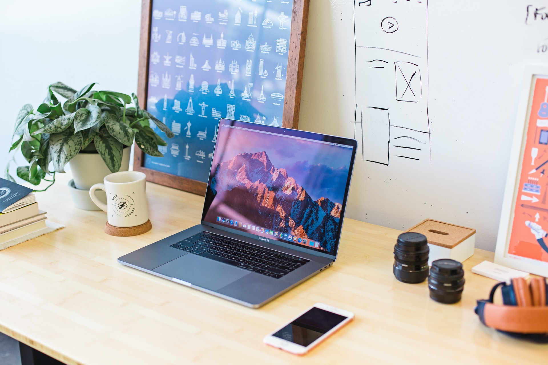 table with laptop